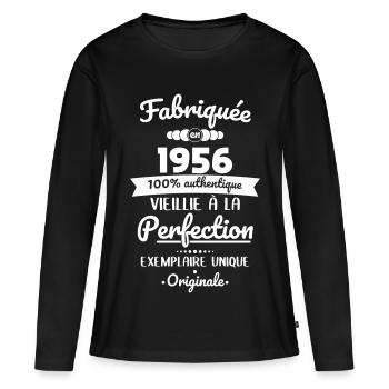 Made in 1956 – Aged to perfection - Women's Premium Organic Long Sleeve Shirt - black - Front - Julia (174cm)