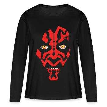 Star Wars Rotes Sith-Gesicht  - Frauen Premium Bio Langarmshirt - Schwarz - Vorne - Julia (174cm)