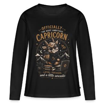 Capricorne Bureau Cosy - Humour Zodiaque - T-shirt manches longues Premium bio Femme - noir - Devant - Julia (174cm)
