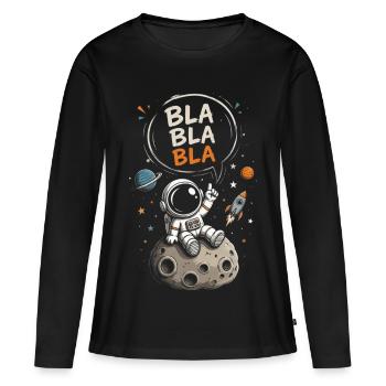 Astronaute Blabla sur la Lune - T-shirt manches longues Premium bio Femme - noir - Devant - Julia (174cm)