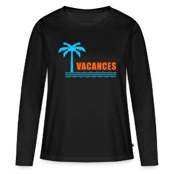 VIVE LES VACANCES. VACANCES. BONNES VACANCES - T-shirt manches longues Premium bio Femme - noir - Devant - Julia (174cm)