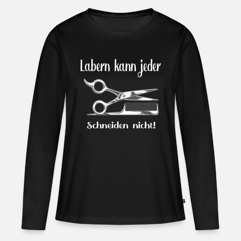 Friseur-Spruch - Frauen Premium Bio Langarmshirt - Schwarz