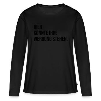 Hier könnte ihre Werbung stehen. - Frauen Premium Bio Langarmshirt - Schwarz - Vorne - Julia (174cm)
