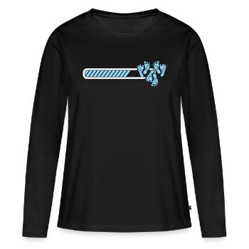 Une femme triplette charge bébé enceinte - T-shirt manches longues Premium bio Femme - noir - Devant - Julia (174cm)