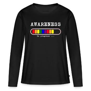 AWARNESS in progress / CONSCIENCE en progression - T-shirt manches longues Premium bio Femme - noir - Devant - Julia (174cm)
