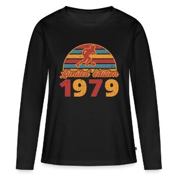 Anniversaire de joueur de football construit en 1979 - T-shirt manches longues Premium bio Femme - noir - Devant - Julia (174cm)