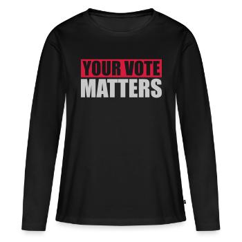 votre vote compte citation - T-shirt manches longues Premium bio Femme - noir - Devant - Julia (174cm)