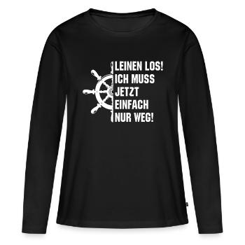 Leinen los - ich muss einfach nur weg - Frauen Premium Bio Langarmshirt - Schwarz - Vorne - Julia (174cm)