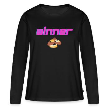 GEWINNER - Frauen Premium Bio Langarmshirt - Schwarz - Vorne - Julia (174cm)