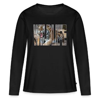 Faune tigrée - T-shirt manches longues Premium bio Femme - noir - Devant - Julia (174cm)