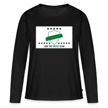 JOIN THE GREEN TEAM // WHITE VERSION - Frauen Premium Bio Langarmshirt - Schwarz - Vorne - Julia (174cm)