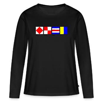 FoxtrottUniformCharlieKilo Descriptive Black - Frauen Premium Bio Langarmshirt - Schwarz - Vorne - Julia (174cm)