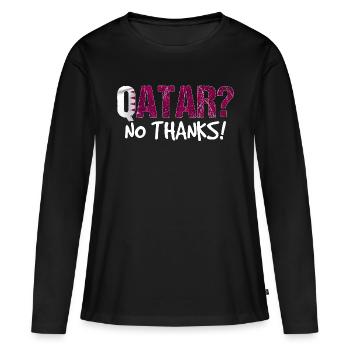 Cadeau du drapeau de boycott du Qatar - T-shirt manches longues Premium bio Femme - noir - Devant - Julia (174cm)