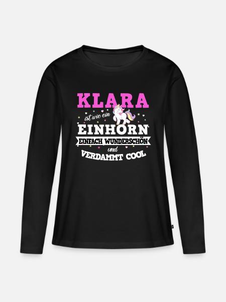 Klara Mädchen Frauen Geschenk - Frauen Premium Bio Langarmshirt - Schwarz