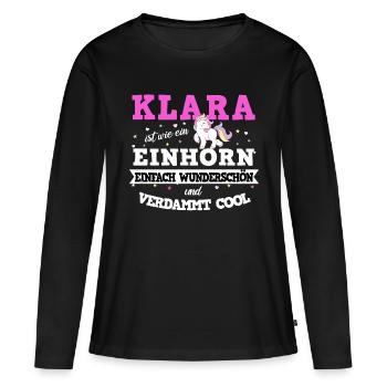 Klara Mädchen Frauen Geschenk - Frauen Premium Bio Langarmshirt - Schwarz - Vorne - Julia (174cm)