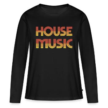 Musique House Chaleur - T-shirt manches longues Premium bio Femme - noir - Devant - Julia (174cm)