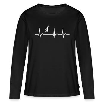 Courbe ECG - Courbe cardiaque - Pouls - Basketball - T-shirt manches longues Premium bio Femme - noir - Devant - Julia (174cm)