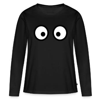 Funny Cartoon Eyes: ludique et expressif - T-shirt manches longues Premium bio Femme - noir - Devant - Julia (174cm)