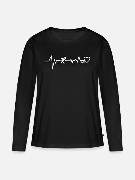 Laufsüchtig - Frauen Premium Bio Langarmshirt - Schwarz