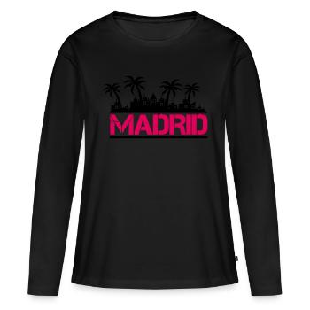 Madrid - T-shirt manches longues Premium bio Femme - noir - Devant - Julia (174cm)