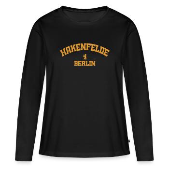 Hakenfelde - Spandau - Berlin - Deutschland - Frauen Premium Bio Langarmshirt - Schwarz - Vorne - Julia (174cm)