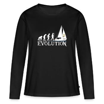Evolution version blanc - T-shirt manches longues Premium bio Femme - noir - Devant - Julia (174cm)