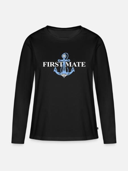 Anker, Captain, First Mate, Segeln, passendes Paar - Frauen Premium Bio Langarmshirt - Schwarz