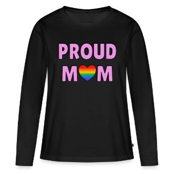 Stolze Mama Regenbogenherz Stolze Eltern LGBTQ-Familie - Frauen Premium Bio Langarmshirt - Schwarz - Vorne - Julia (174cm)