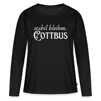 Stabil bleiben Cottbus - Frauen Premium Bio Langarmshirt - Schwarz - Vorne - Julia (174cm)