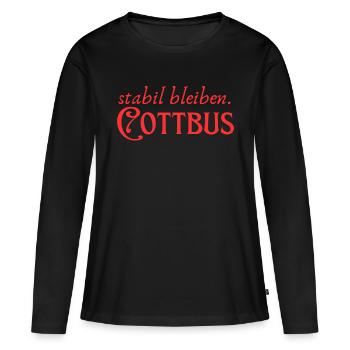 Stabil bleiben Cottbus - Frauen Premium Bio Langarmshirt - Schwarz - Vorne - Julia (174cm)