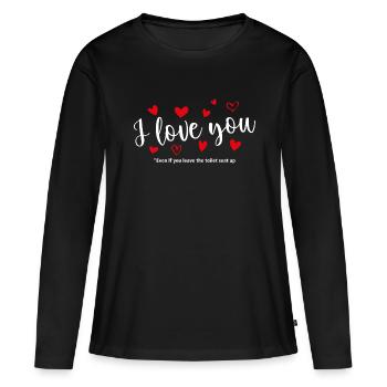 T-shirt / Je t’aime / Je t’aime / Je t’aime - T-shirt manches longues Premium bio Femme - noir - Devant - Julia (174cm)