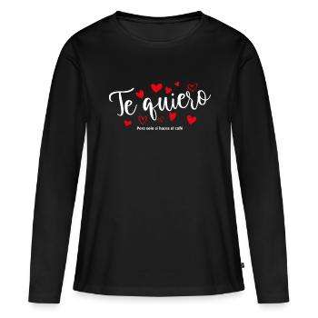 T-shirt / Je t’aime / Je t’aime / Je t’aime - T-shirt manches longues Premium bio Femme - noir - Devant - Julia (174cm)
