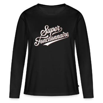 Super fonctionnaire - T-shirt manches longues Premium bio Femme - noir - Devant - Julia (174cm)