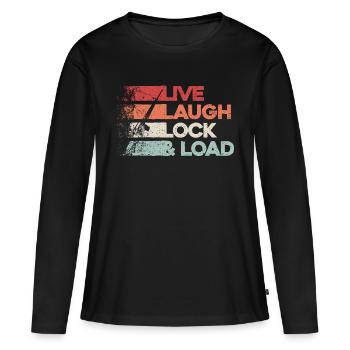 « Live Laugh Lock And Load » - Des filles avec du style - T-shirt manches longues Premium bio Femme - noir - Devant - Julia (174cm)