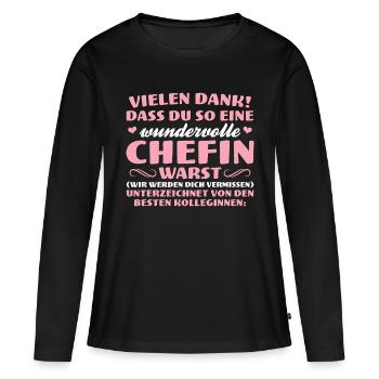 Rentnerin Beste Chefin Abschied Jobwechsel - Frauen Premium Bio Langarmshirt - Schwarz - Vorne - Julia (174cm)