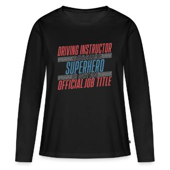 Instructeur de conduite Superhero Auto-école - T-shirt manches longues Premium bio Femme - noir - Devant - Julia (174cm)