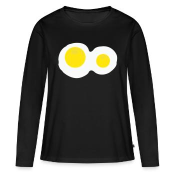 Œufs au plat - T-shirt manches longues Premium bio Femme - noir - Devant - Julia (174cm)