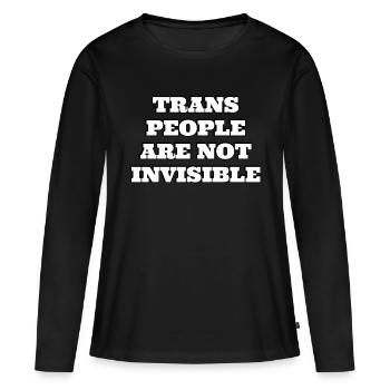 Les personnes trans ne sont pas invisibles - T-shirt manches longues Premium bio Femme - noir - Devant - Julia (174cm)