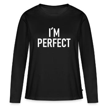 Je suis parfait - T-shirt manches longues Premium bio Femme - noir - Devant - Julia (174cm)