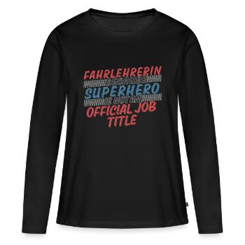 Instructeur de conduite Superhero Auto-école - T-shirt manches longues Premium bio Femme - noir - Devant - Julia (174cm)