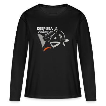 Dorsch Angeln - Meeresangeln - Frauen Premium Bio Langarmshirt - Schwarz - Vorne - Julia (174cm)