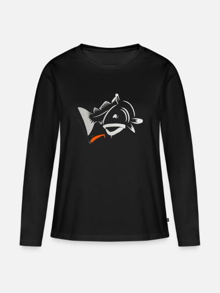 Dorschangeln - Frauen Premium Bio Langarmshirt - Schwarz