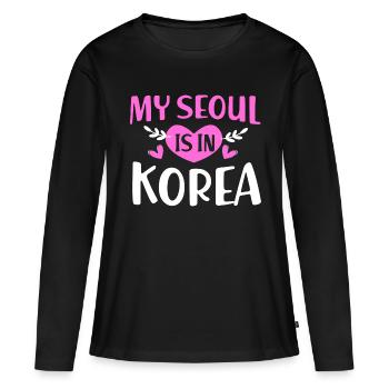 Corée Séoul - T-shirt manches longues Premium bio Femme - noir - Devant - Julia (174cm)
