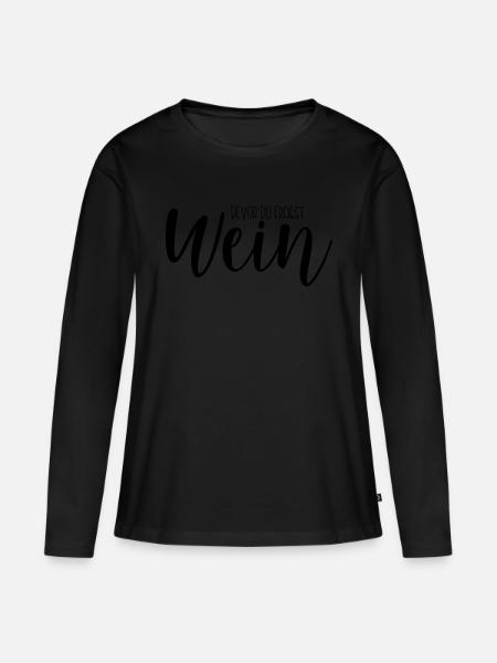 Wein - Frauen Premium Bio Langarmshirt - Schwarz