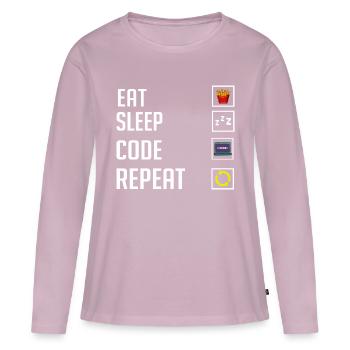 Programmeur Programmation Ordinateur Développeur Pc - T-shirt manches longues Premium bio Femme - rose poudré - Devant - Julia (174cm)