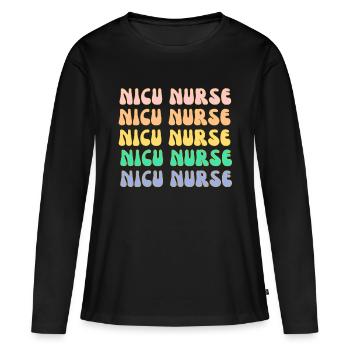 infirmière à l’USIN. - T-shirt manches longues Premium bio Femme - noir - Devant - Julia (174cm)