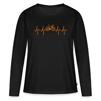 Vélo Heartbeat Gift cool - T-shirt manches longues Premium bio Femme - noir - Devant - Julia (174cm)