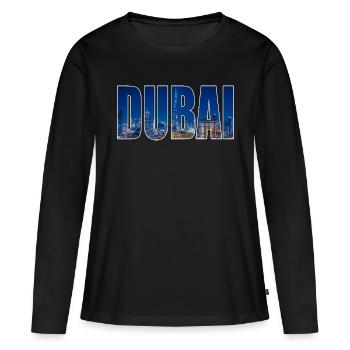 Dubaï - T-shirt manches longues Premium bio Femme - noir - Devant - Julia (174cm)