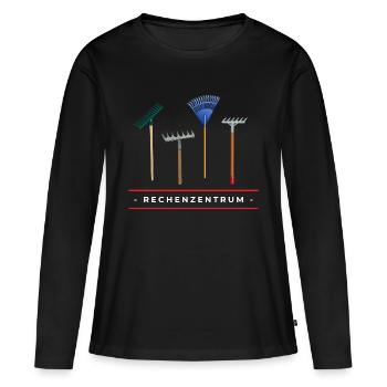 Rechenzentrum - Zentrum der Rechen. Nerd. Lustig. - Frauen Premium Bio Langarmshirt - Schwarz - Vorne - Julia (174cm)