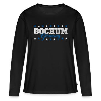 Bochum - Frauen Premium Bio Langarmshirt - Schwarz - Vorne - Julia (174cm)